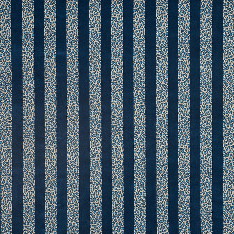 Schumacher Guepard Stripe Velvet Mediterranean Fabric