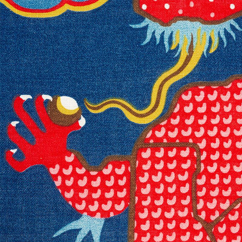 Schumacher Magical Ming Dragon Navy Fabric