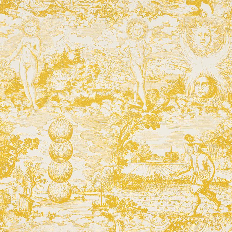 Schumacher Modern Toile Yellow Fabric