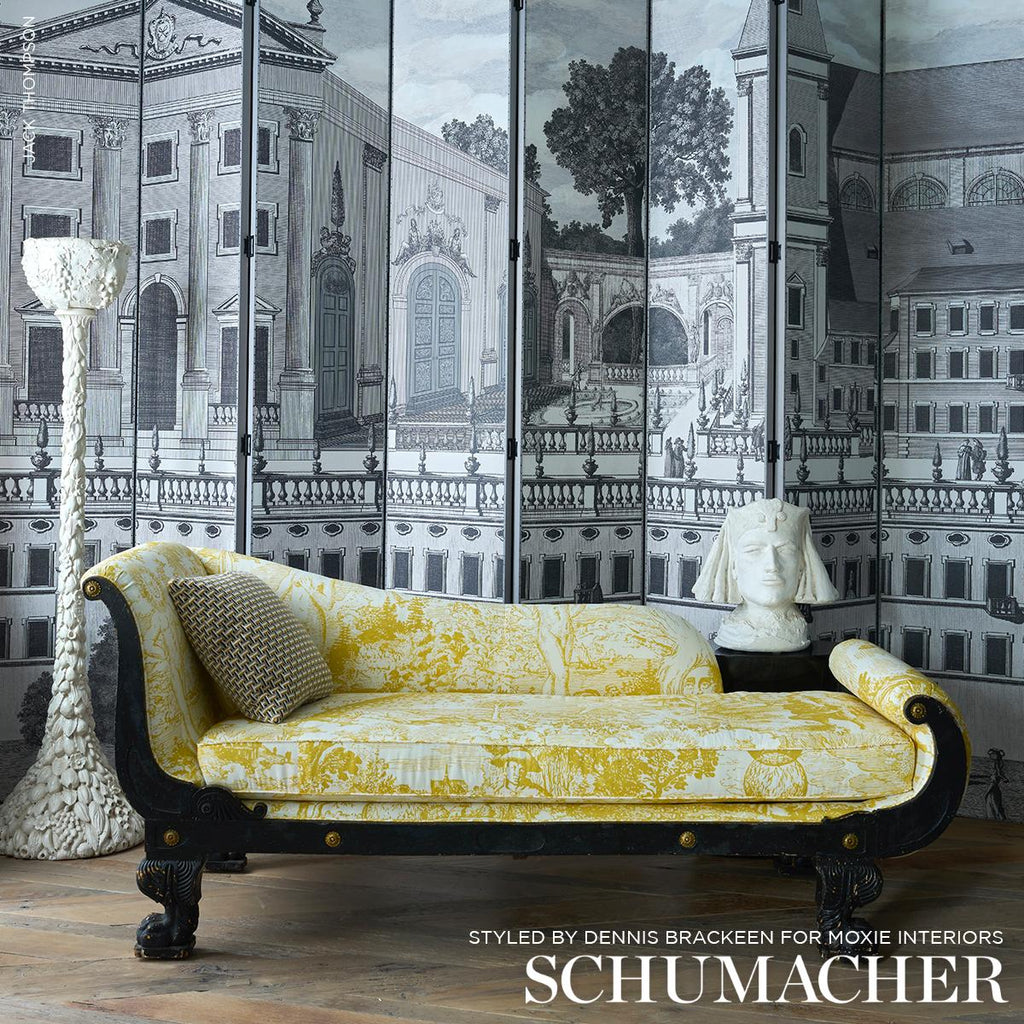 Schumacher Modern Toile Yellow Fabric