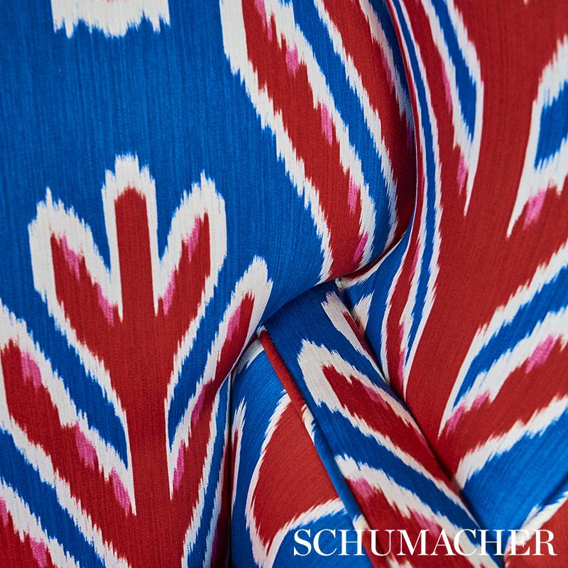 Schumacher Bodhi Tree Blue & Red Fabric