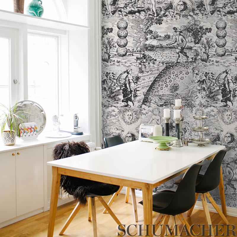 Schumacher Modern Toile Indigo Wallpaper