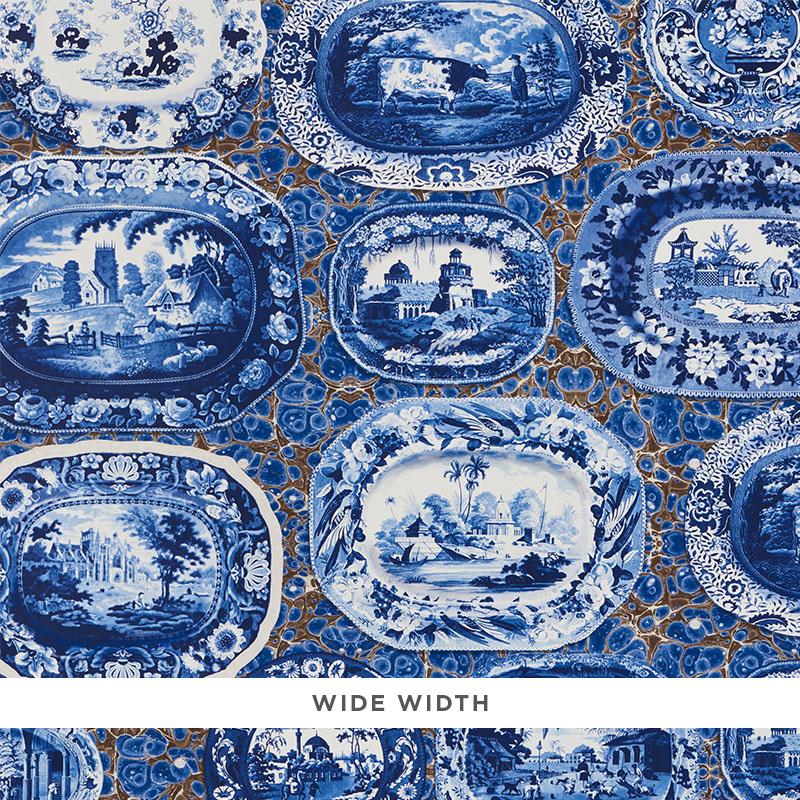Schumacher Plates & Platters Blue Wallpaper