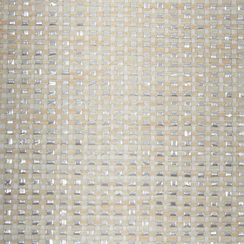 Schumacher Metal Paperweave Ivory Wallpaper