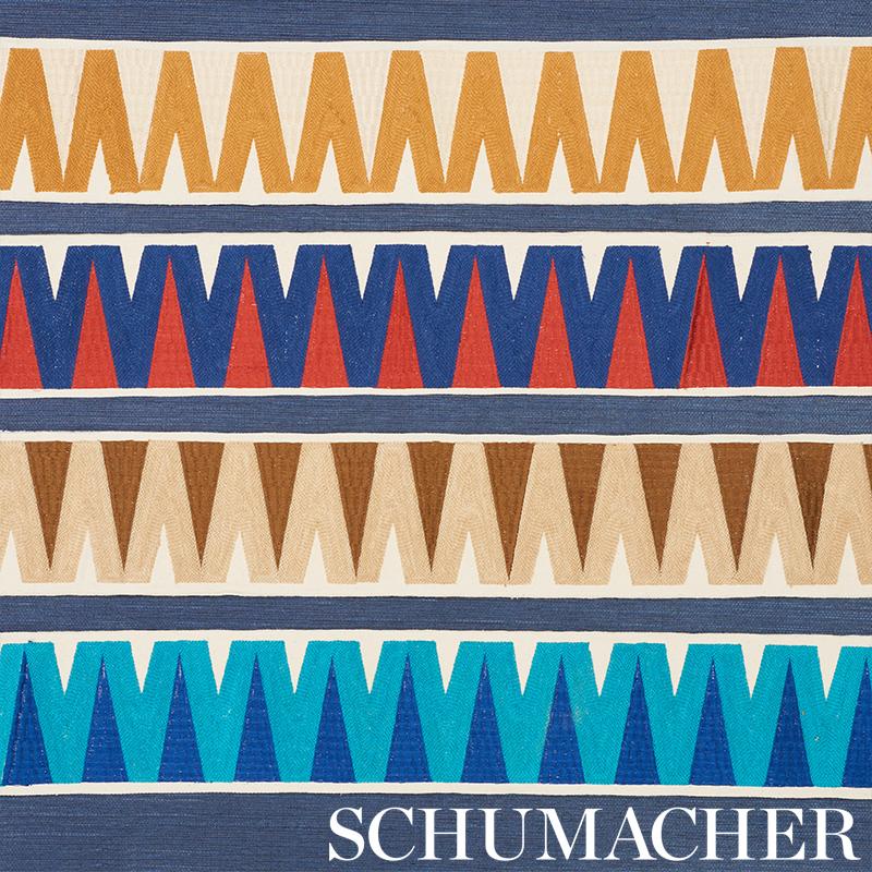 Schumacher Prado Tape Blue & Red Trim