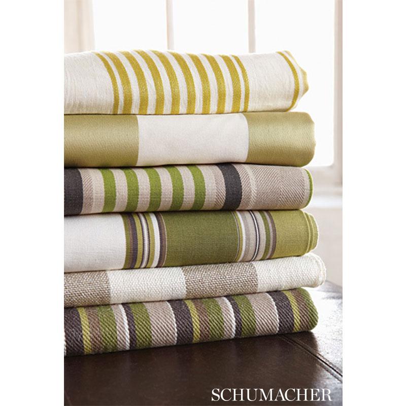 Schumacher Summerville Linen Stripe Limeade Fabric