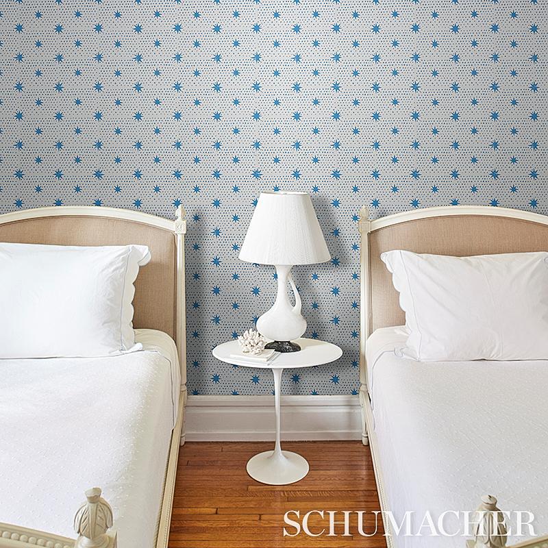 Schumacher Spot & Star Blue Wallpaper