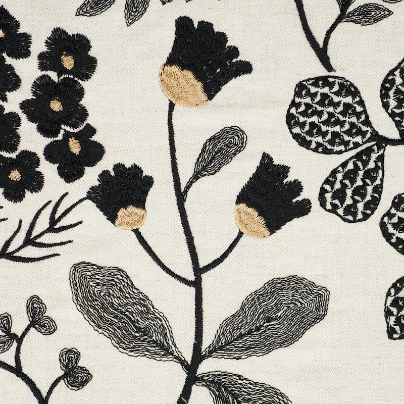Schumacher Emaline Embroidery Black Fabric