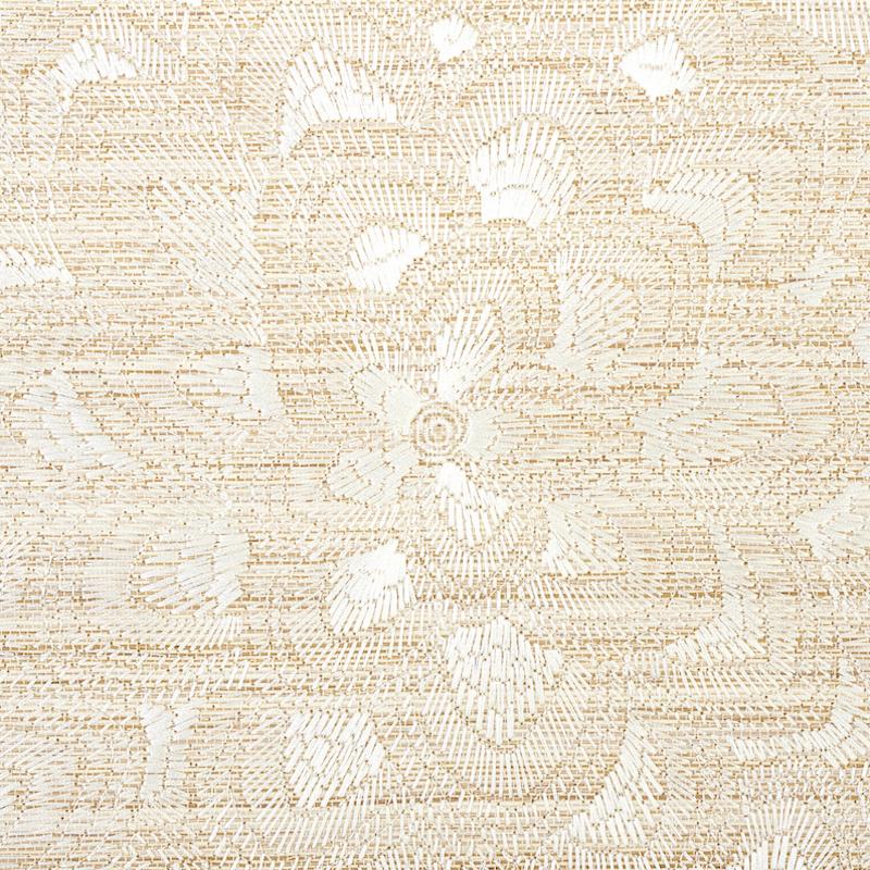 Schumacher Lotus Embroidery Sisal Ivory Wallpaper