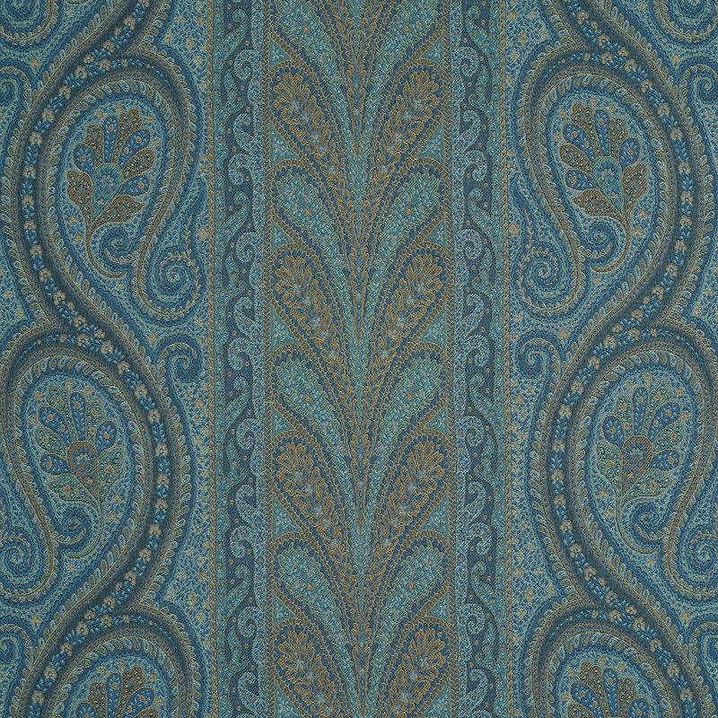 Schumacher Chatelaine Paisley Blue Fabric