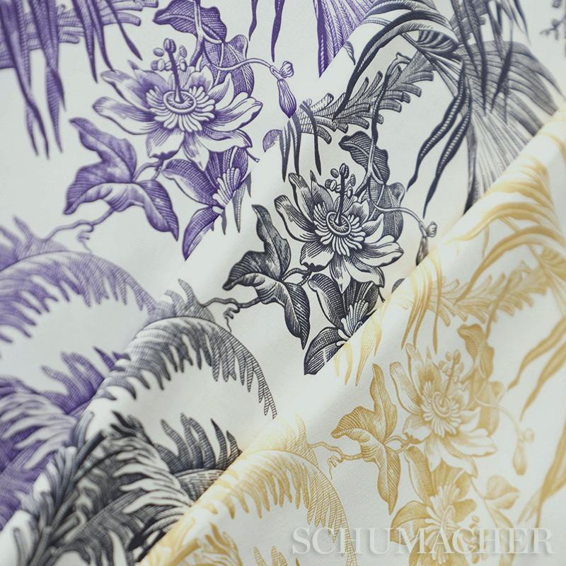 Schumacher Toile Tropique Purple Fabric