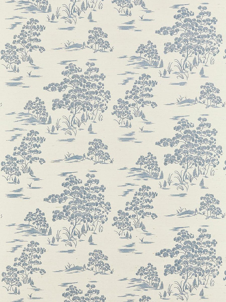 Scalamandre Katsura Embroidered Toile Sky Wallpaper
