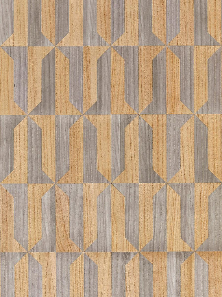 Scalamandre Mezzo - Wood Natural & Nickel Wallpaper