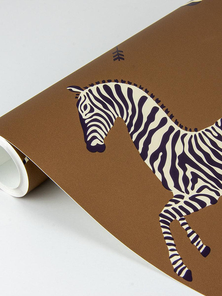 Scalamandre Zebras - Removable Safari Brown Wallpaper