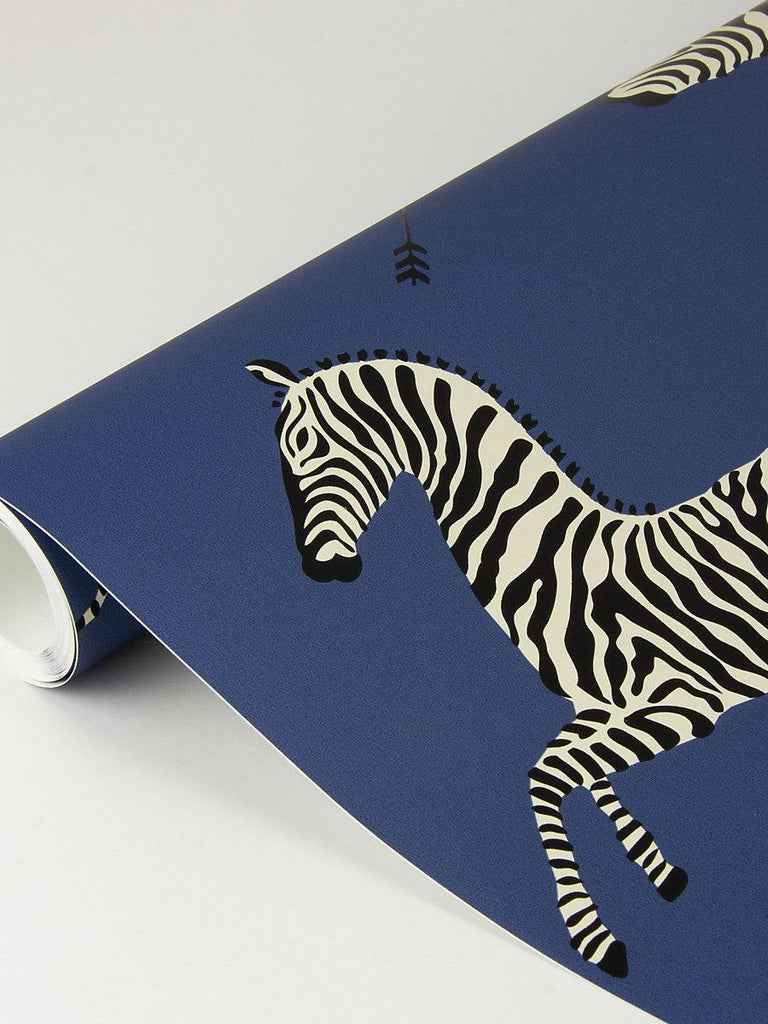 Scalamandre Zebras - Removable Denim Wallpaper