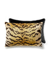 Scalamandre Tigre - Silk Lumbar Ivory, Gold & Black / Black Pillow