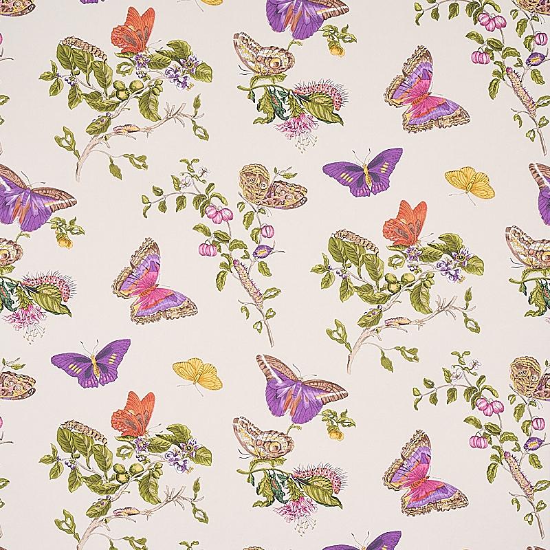 Schumacher Baudin Butterfly Purple Wallpaper
