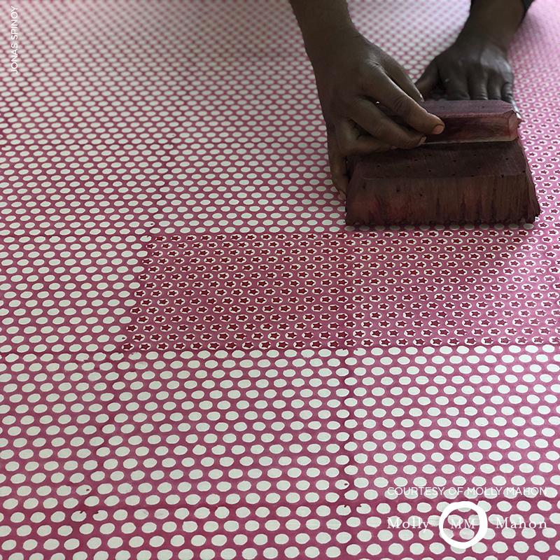 Schumacher Tuk Tuk Hand Block Print Pink Fabric
