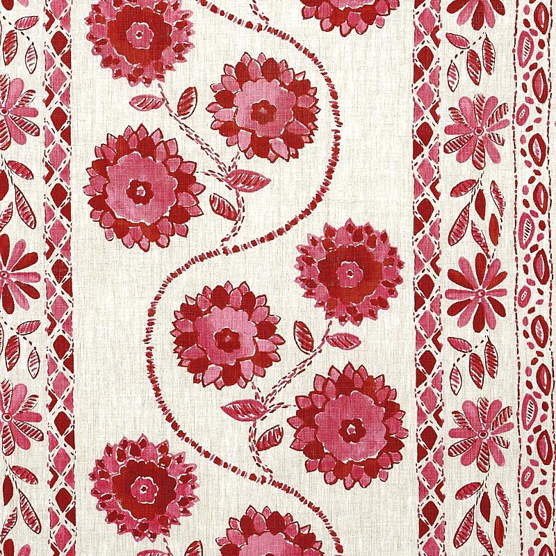 Schumacher Zinnia Handmade Print Pink Fabric