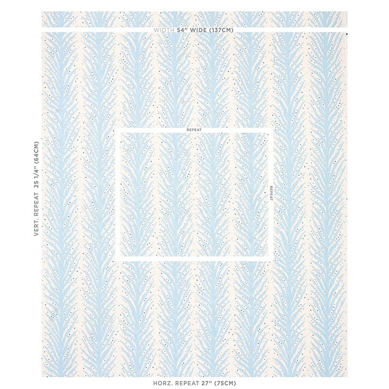 Schumacher Creeping Fern Print Slumber Blue Fabric