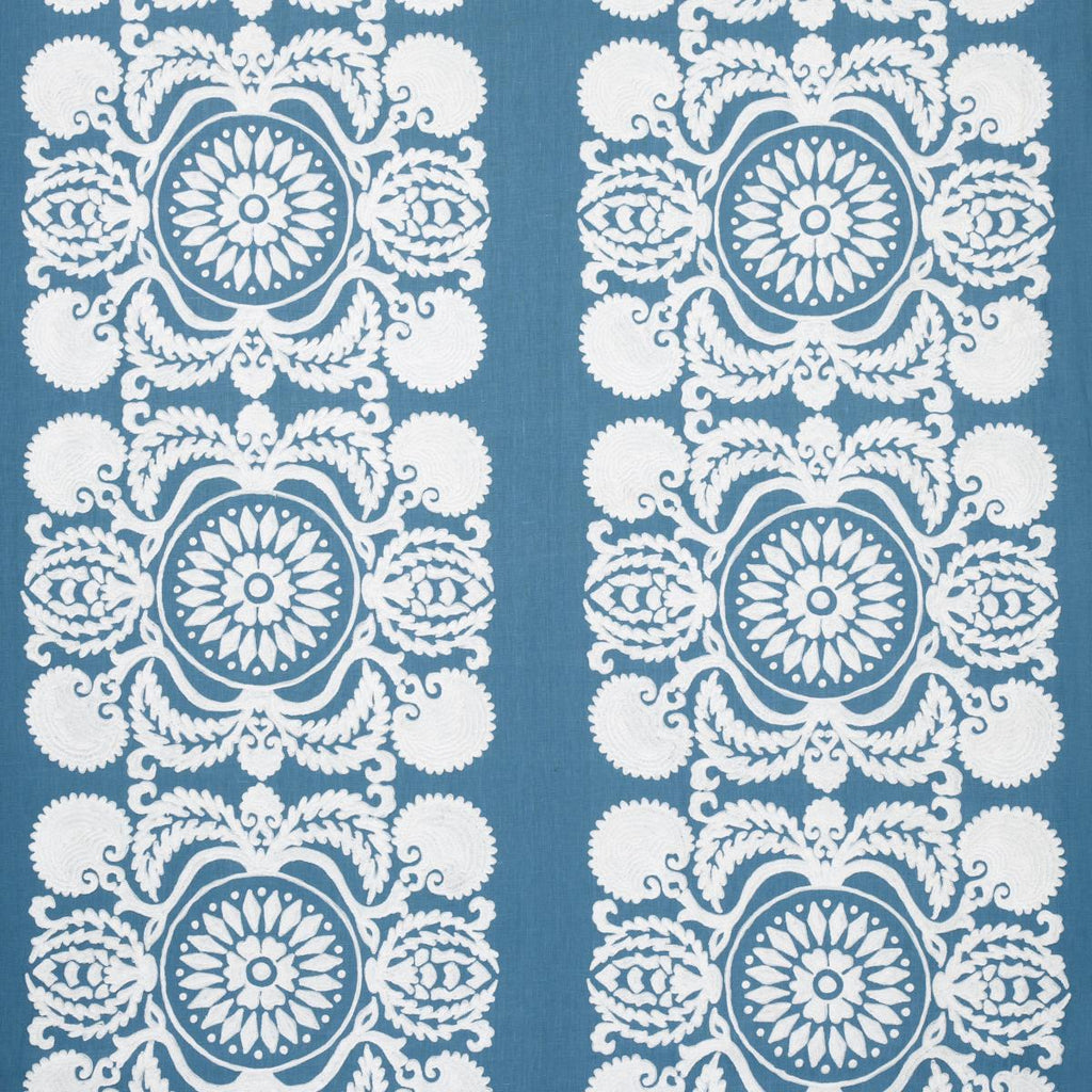 Schumacher Castanet Embroidery Chambray Fabric