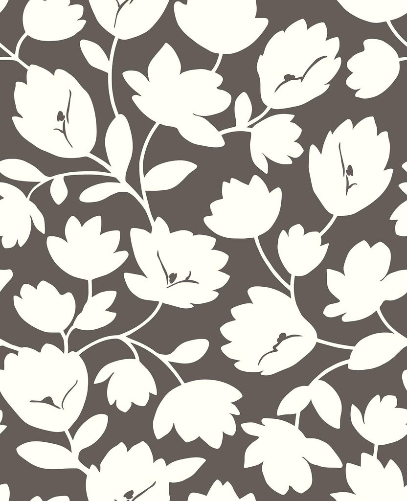 A-Street Prints Astrid Floral Chocolate Wallpaper