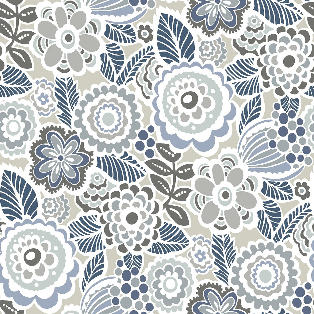 A-Street Prints Lucy Floral Grey Wallpaper