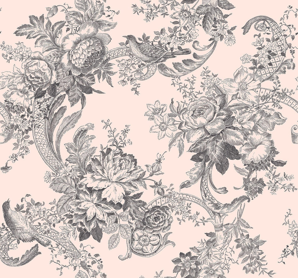 A-Street Prints Carmel Baroque Florals Blush Wallpaper