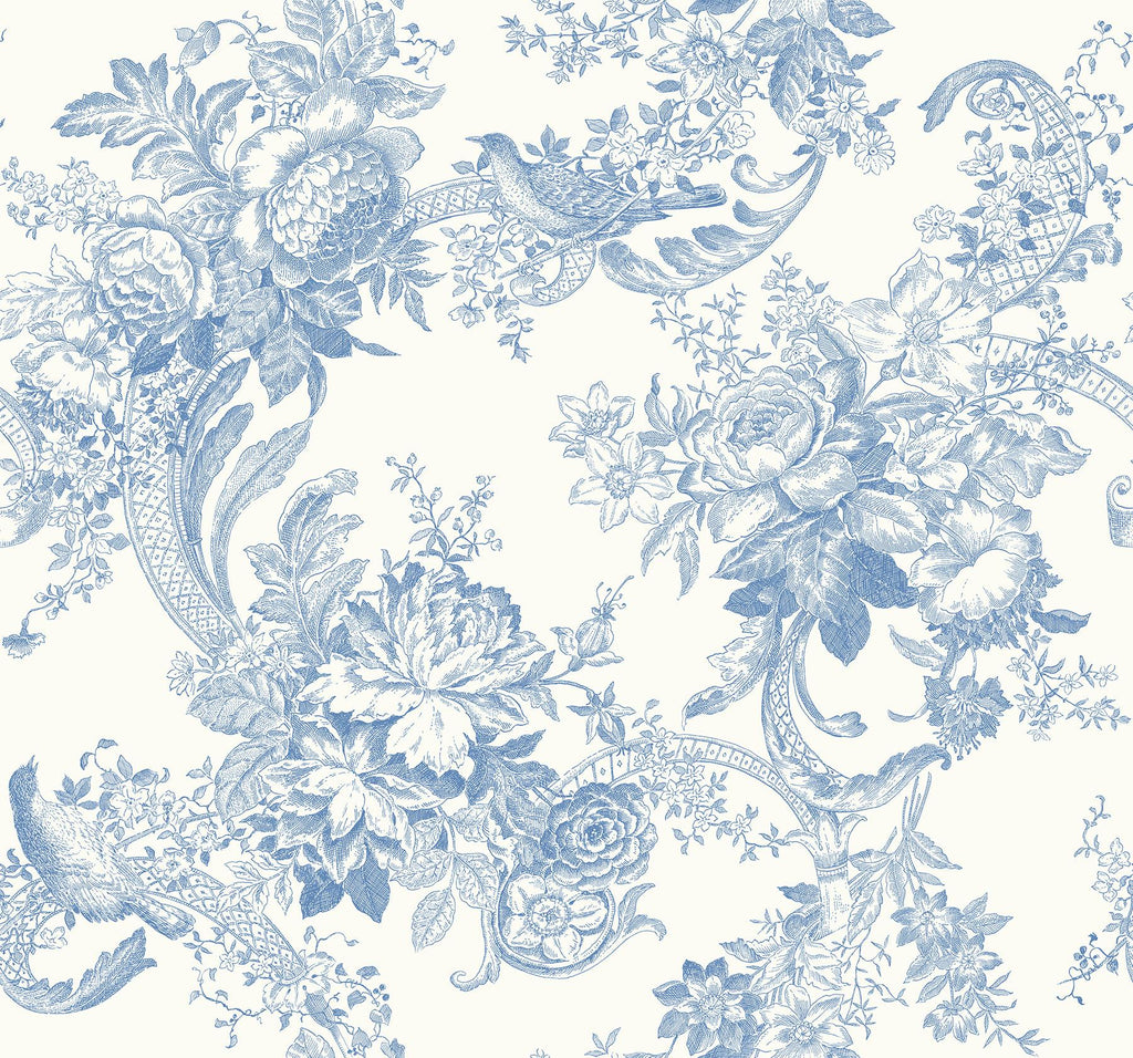 A-Street Prints Carmel Baroque Florals Light Blue Wallpaper