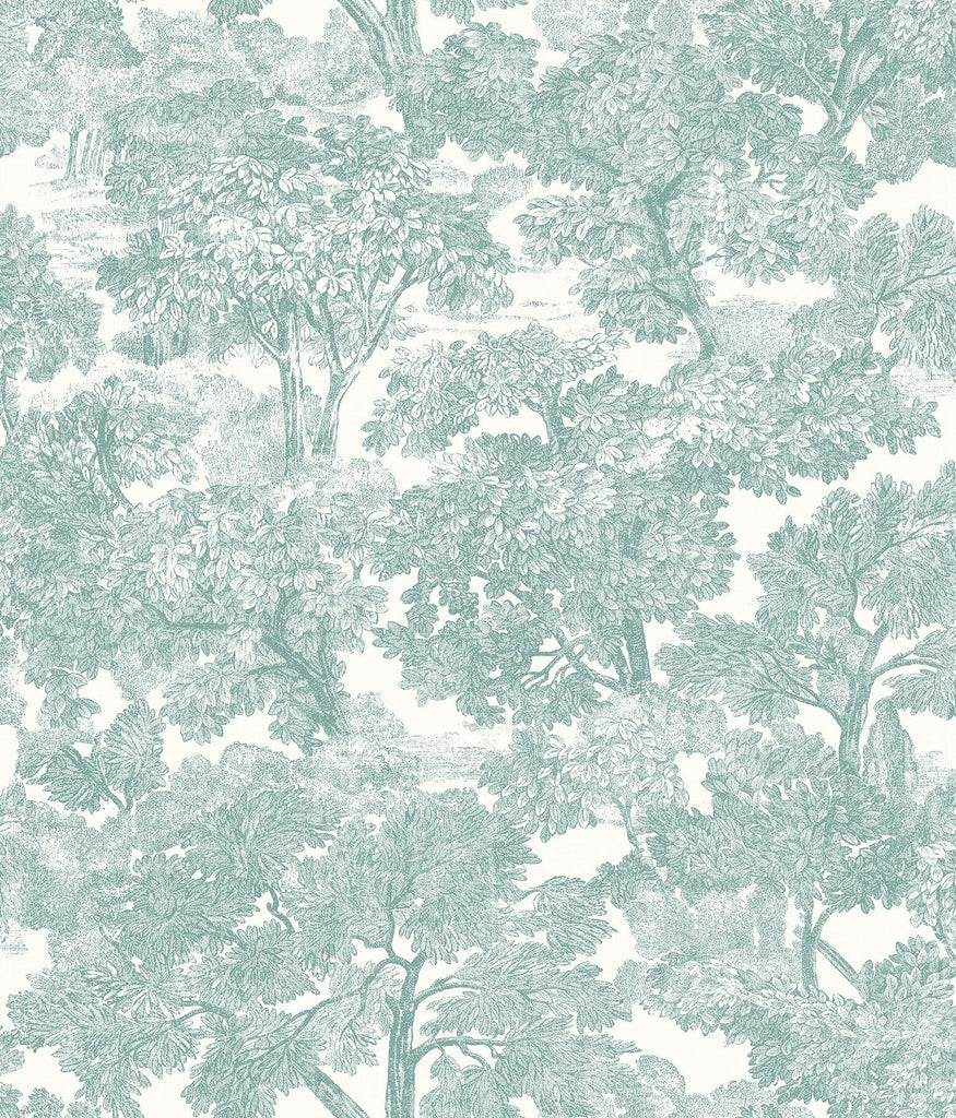 Brewster Home Fashions Spinney Teal Toile Wallpaper