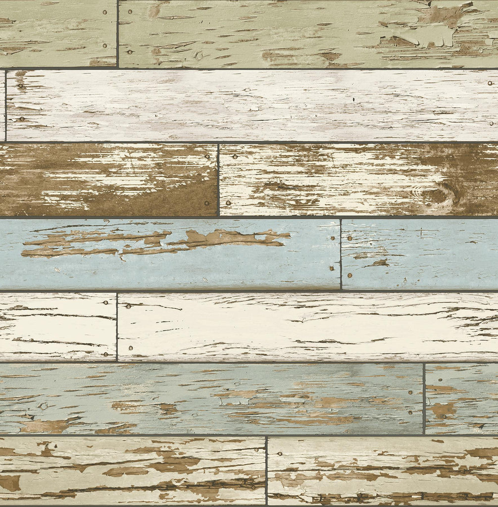 Brewster Home Fashions Levi Blue Scrap Wood Wallpaper