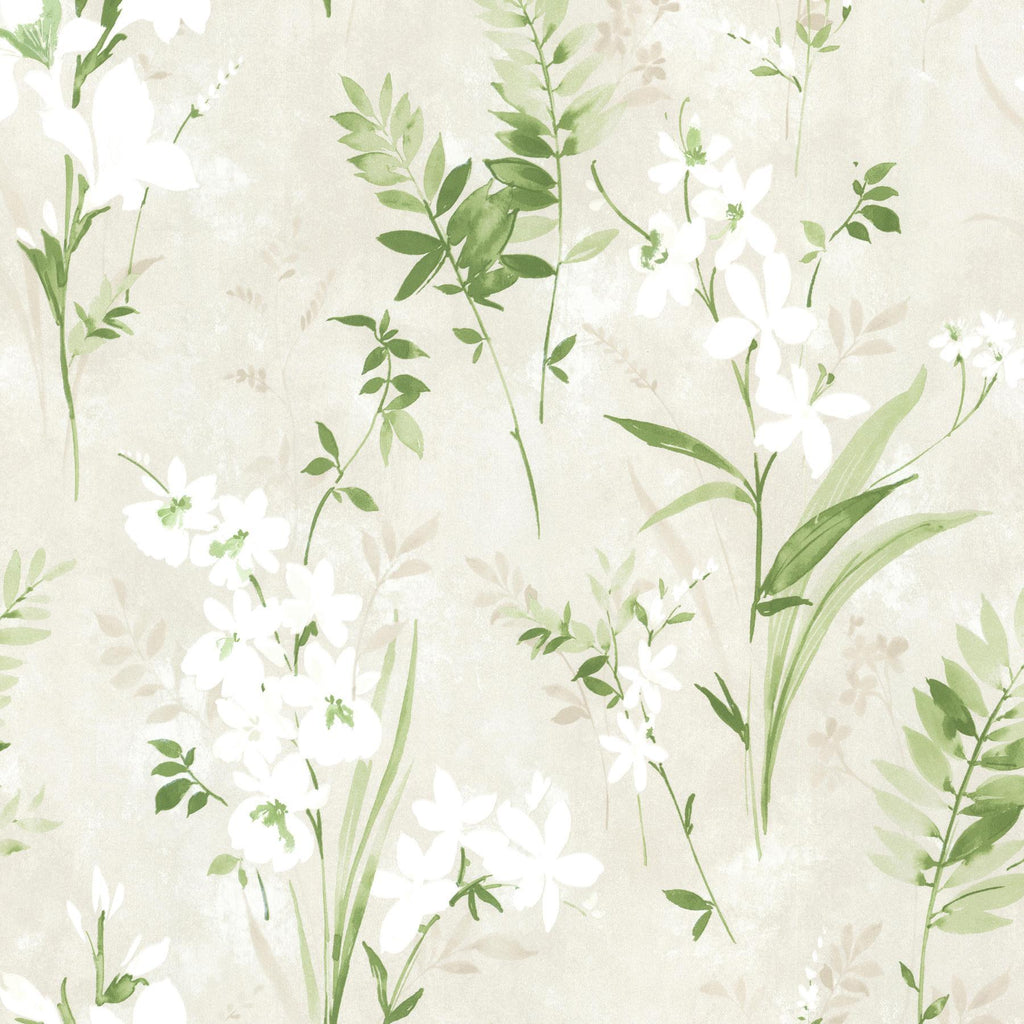 Brewster Home Fashions Driselle Green Floral Wallpaper