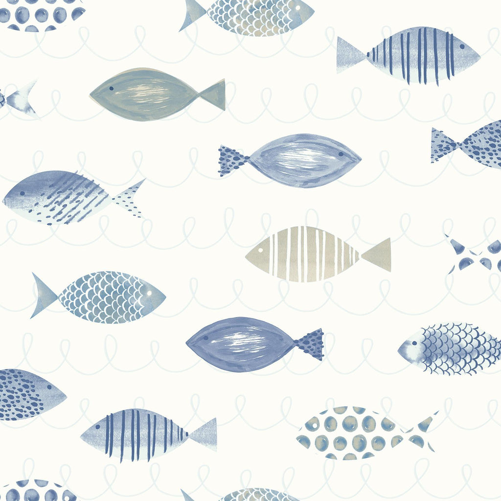 Brewster Home Fashions Key West Blue Sea Fish Wallpaper