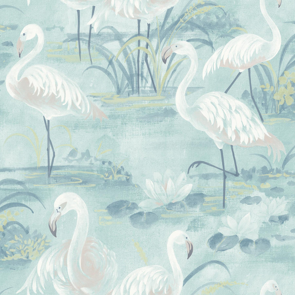 Brewster Home Fashions Everglades Aqua Flamingos Wallpaper