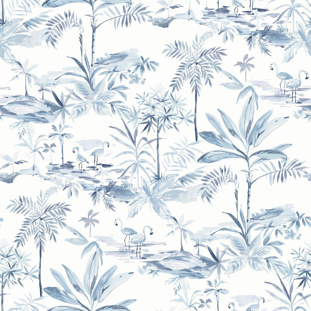 Brewster Home Fashions Lagoon Blue Scenic Island Wallpaper