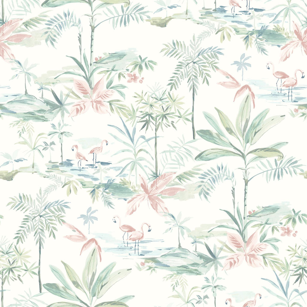 Brewster Home Fashions Lagoon Scenic Island Teal Wallpaper