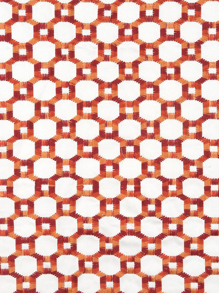 Hinson Island Trellis Red Fabric