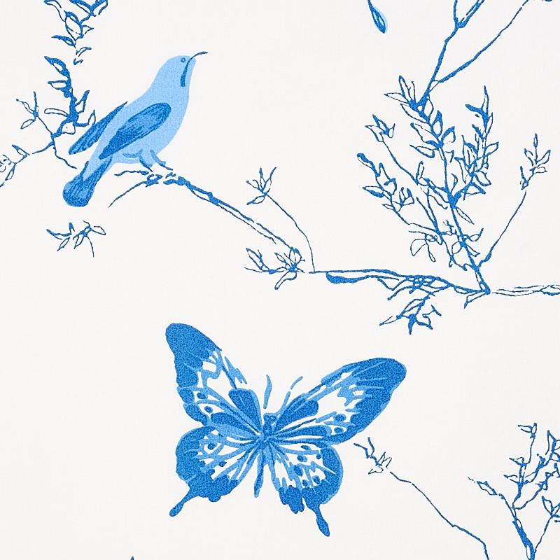 Schumacher Birds & Butterflies Porcelain Fabric