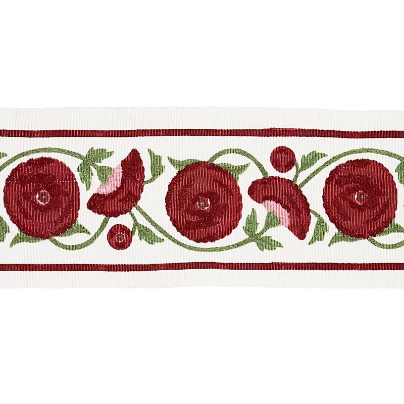 Schumacher Saranda Flower Embroidery Tape Cardinal Trim