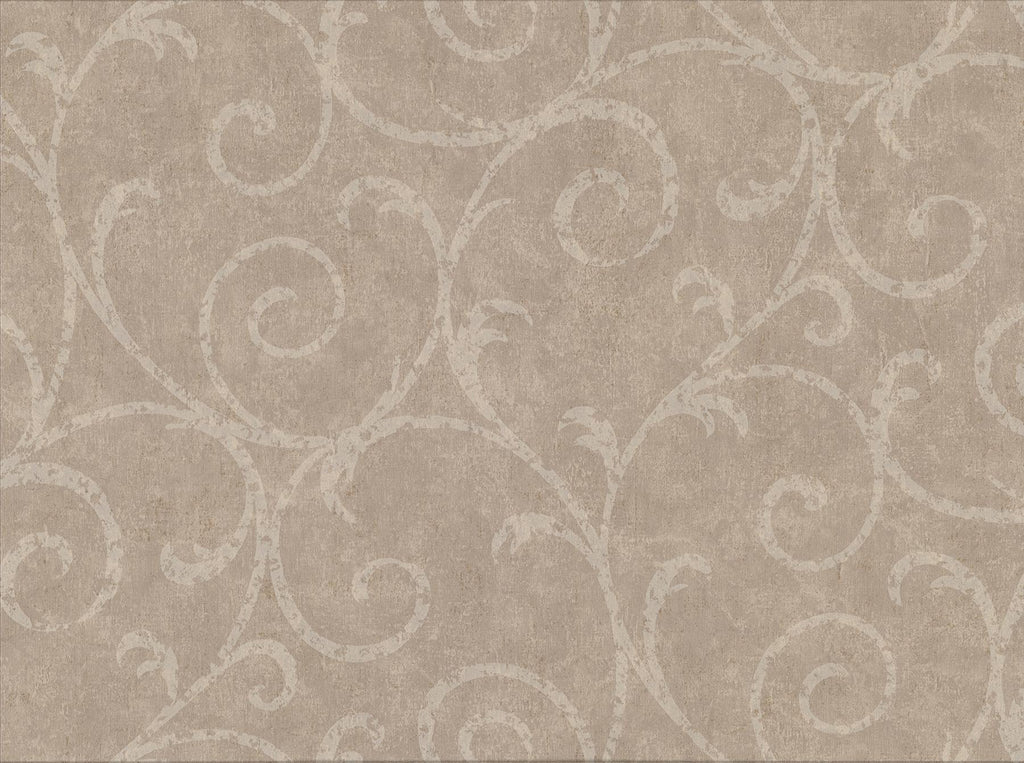Brewster Home Fashions Sansa Plaster Scroll Light Brown Wallpaper