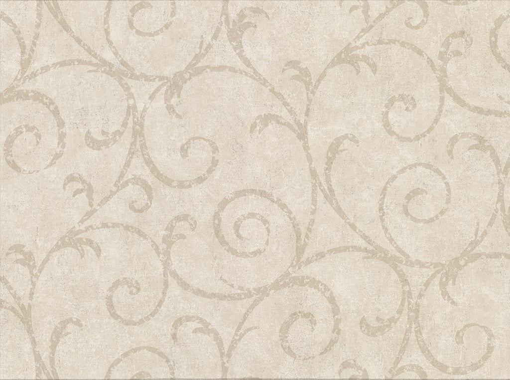 Brewster Home Fashions Sansa Plaster Scroll Beige Wallpaper