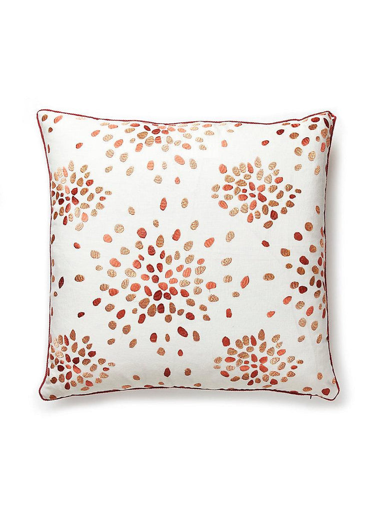 Scalamandre Firefly Embroidered Square - Orange Pillow