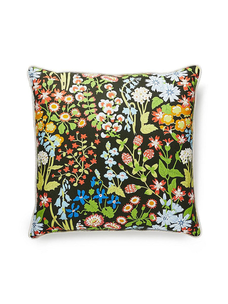 Scalamandre Nymph Floral Square - Black Multi Pillow