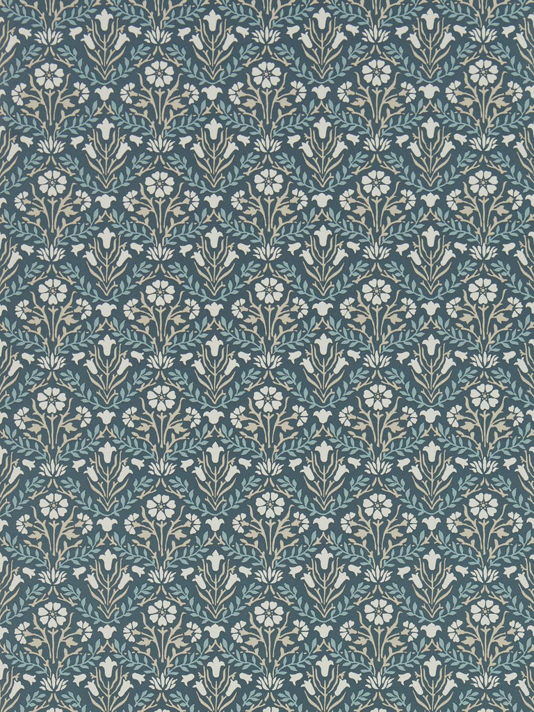 Morris & co Morris Bellflowers Indigo/Linen Wallpaper