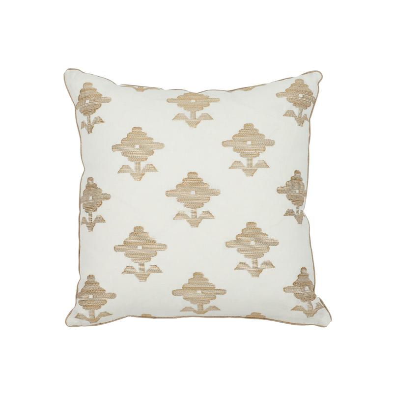 Schumacher Rubia Embroidery Ivory 16" x 16" Pillow