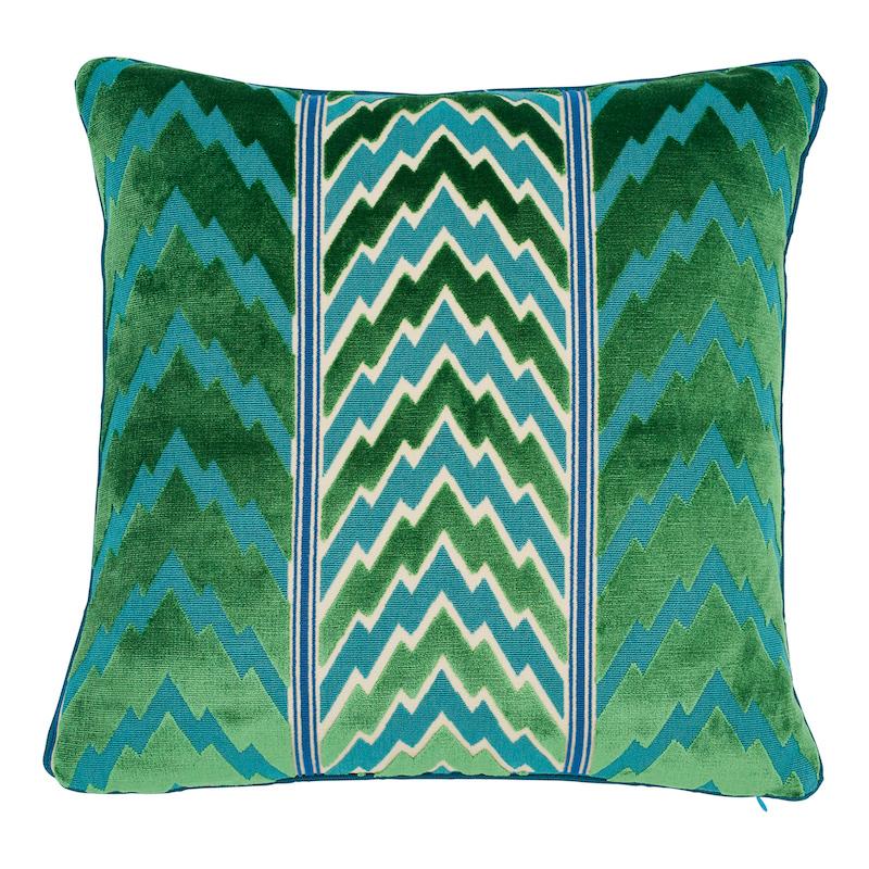 Schumacher Florentine Velvet Emerald 20" x 20" Pillow
