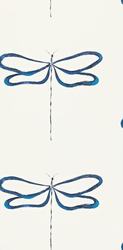 Scion Dragonfly Indigo/Peacock/Chalk Wallpaper