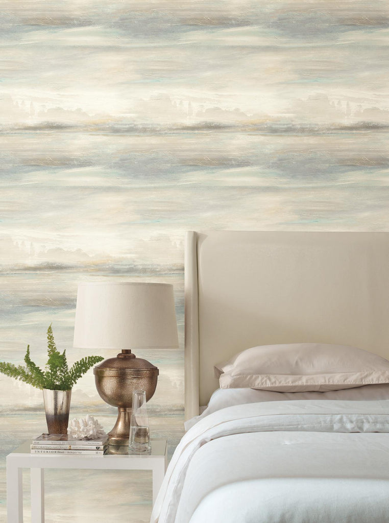 Candice Olson Soothing Mists Scenic Light Blue Wallpaper