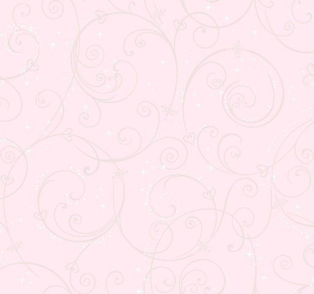 York Disney Princess Perfect Scroll Pink/ Glitter Wallpaper