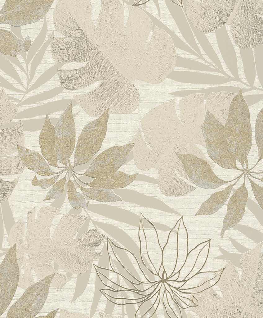 Brewster Home Fashions Nona Tropical Leaves Beige Wallpaper